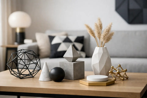 Geometrische woonaccessoires modern interieur