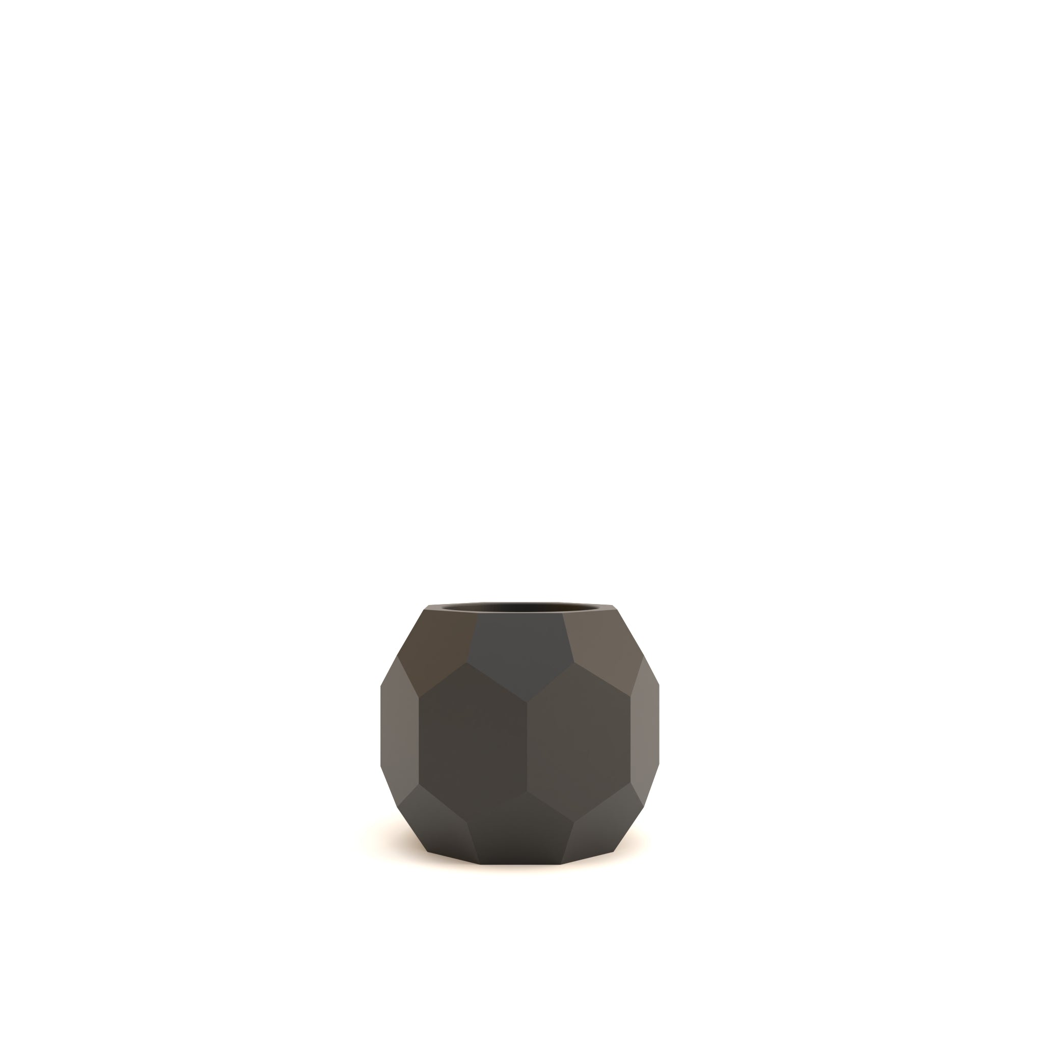 Black geometric vase on a white background