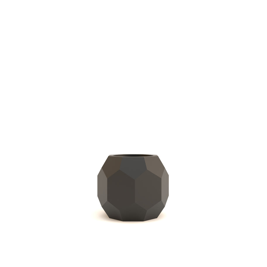 Black geometric vase on a white background