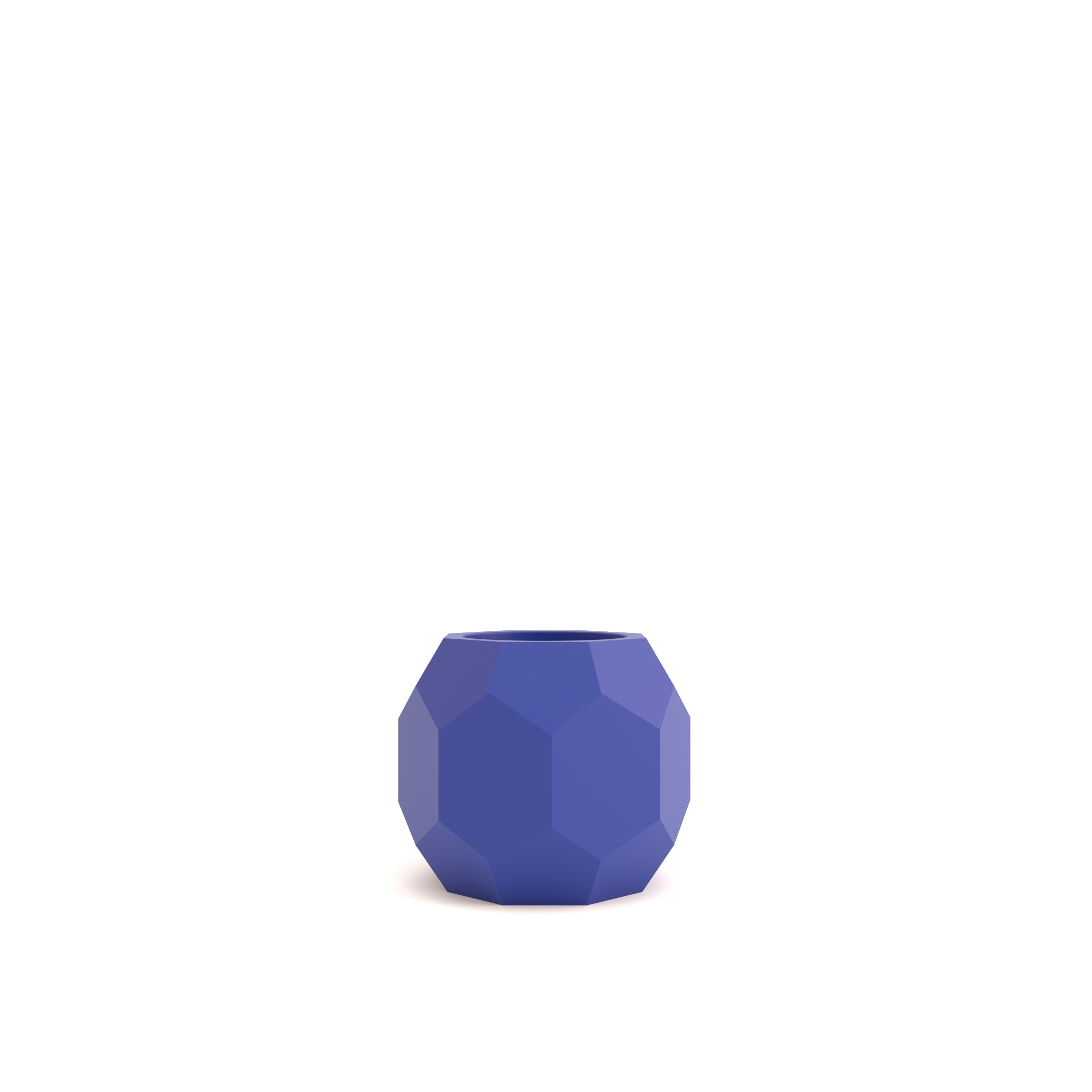 Blue geometric vase on a white background