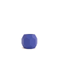 Blue geometric vase on a white background