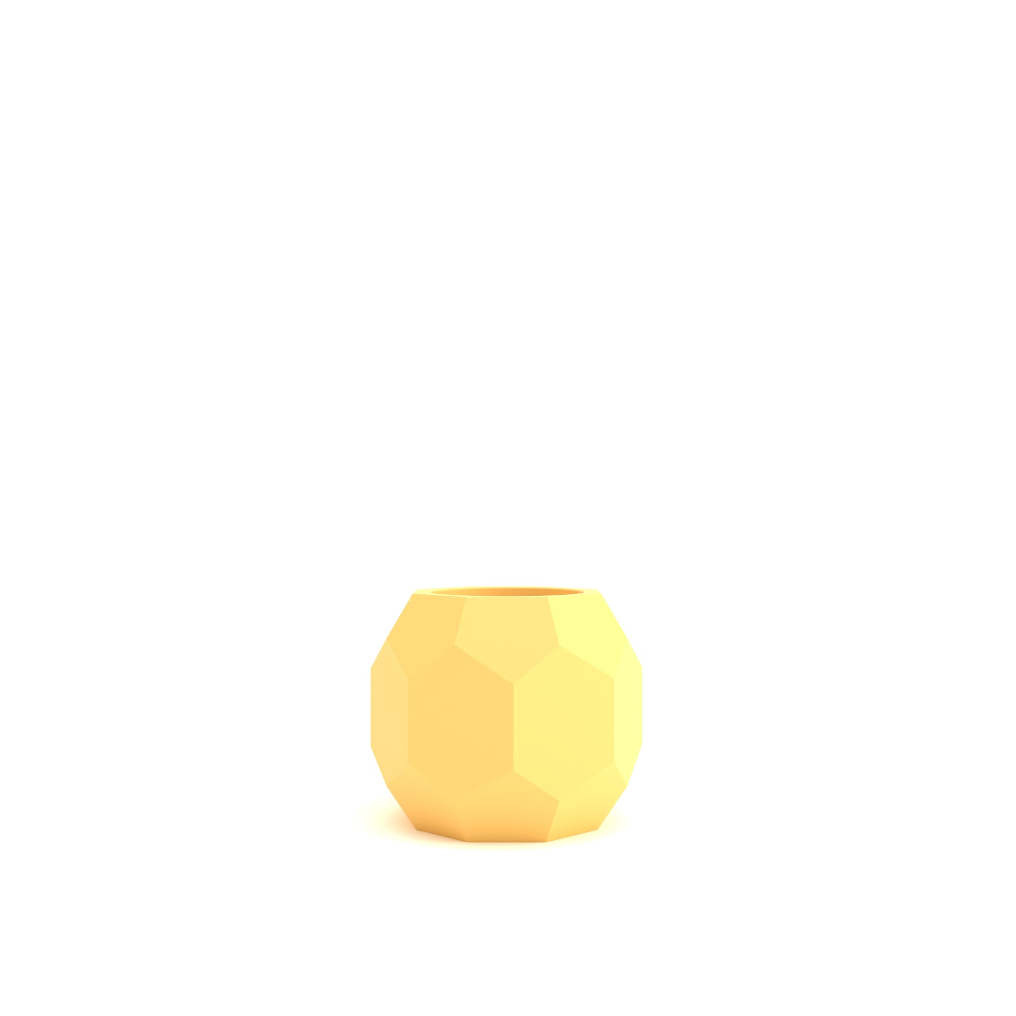 Yellow geometric vase on a white background