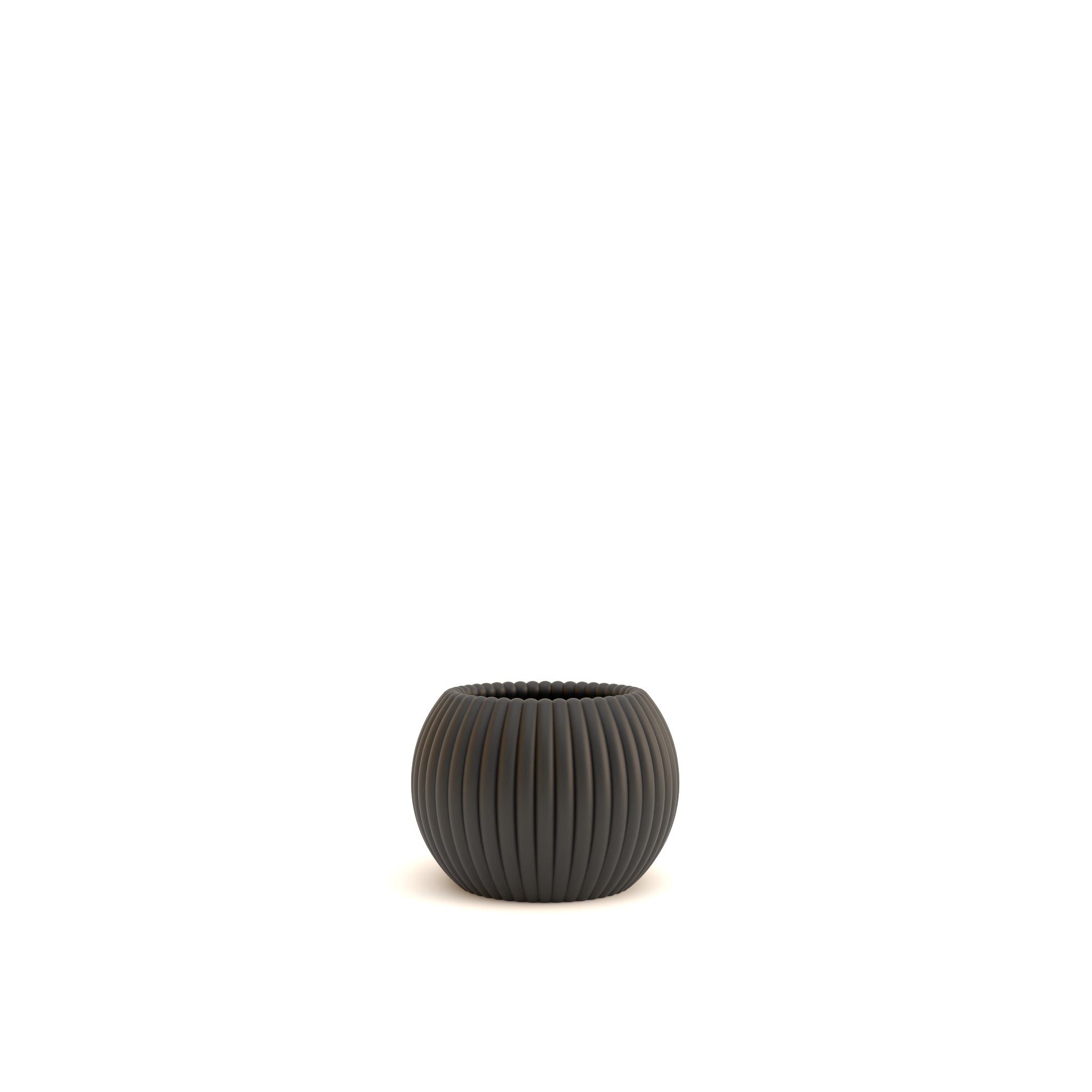 Black ribbed pot on a white background