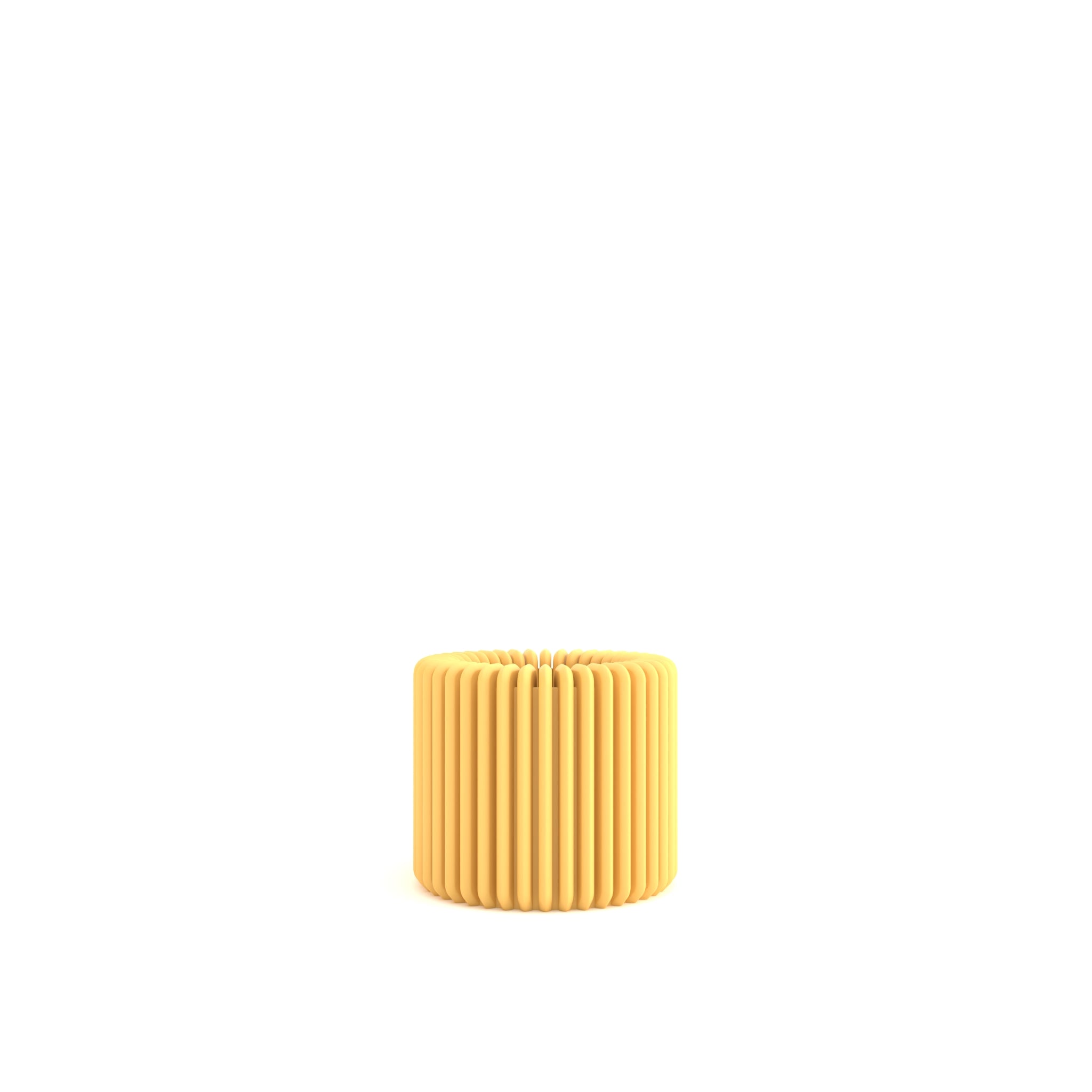 Yellow ribbed container on a white background