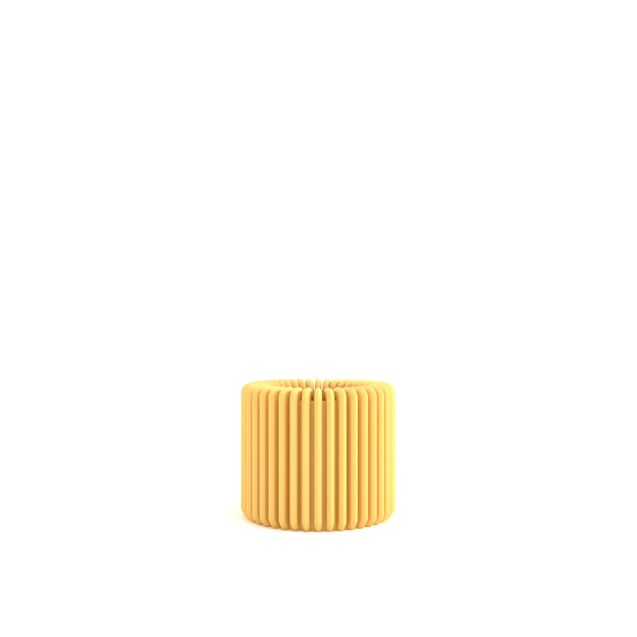 Yellow ribbed container on a white background