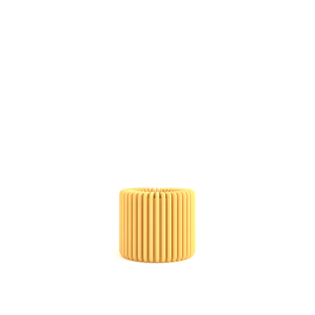 Yellow ribbed container on a white background