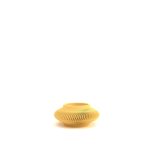Yellow textured vase on a white background