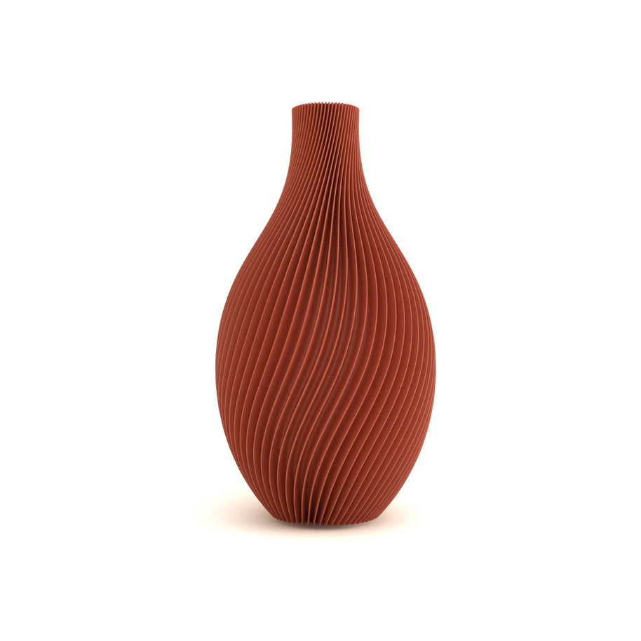 Brown textured vase on a white background