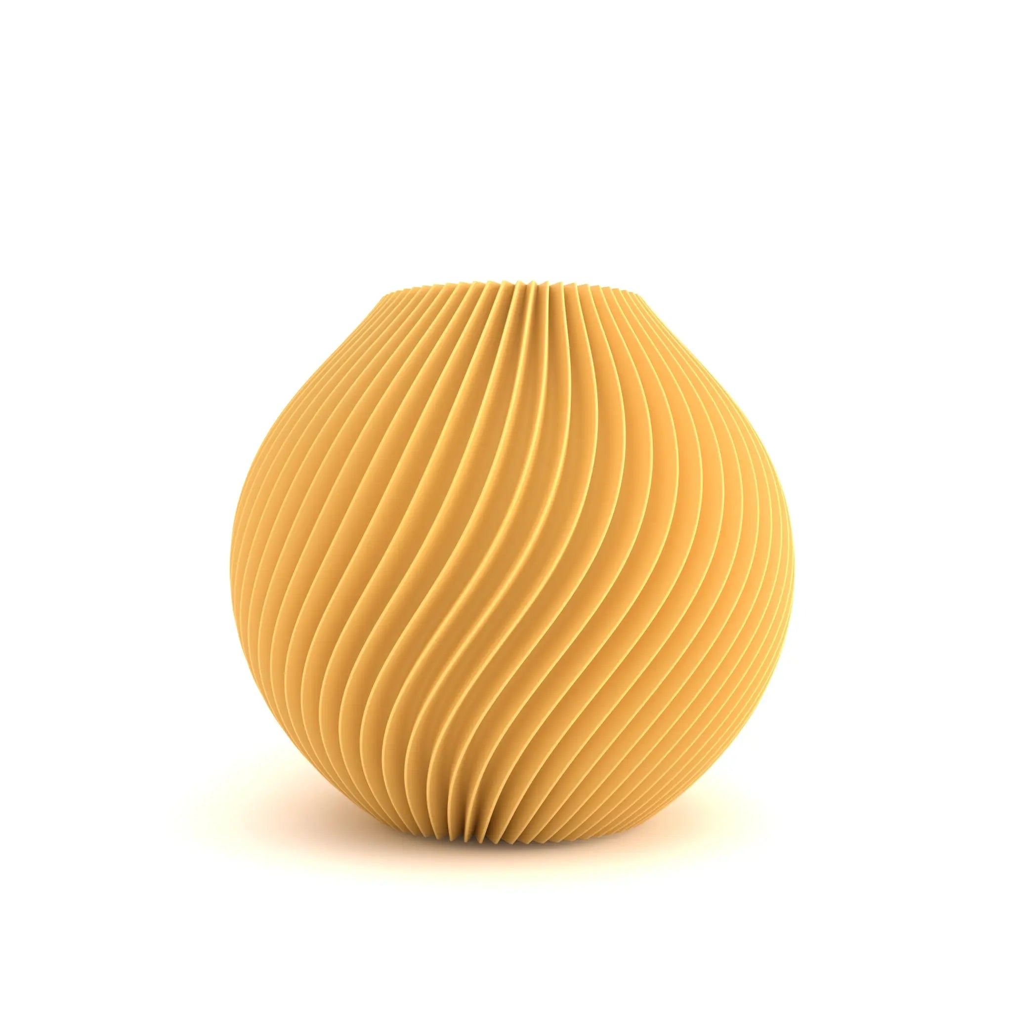 Yellow textured vase on a white background