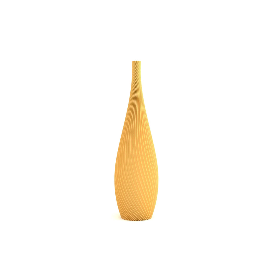 Yellow textured vase on a white background