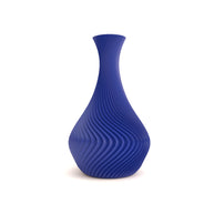 Blue textured vase on a white background