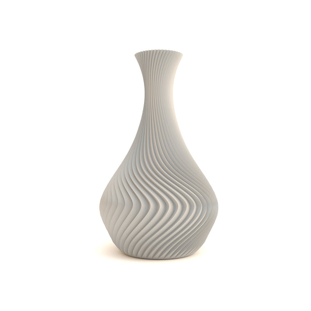 Silver textured vase on a white background
